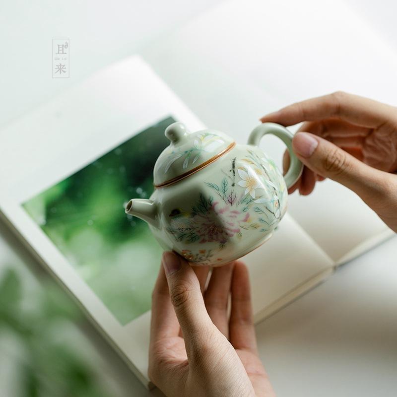 Китайский стиль Ru Ware антикварный чайник ретро отечественный керамический маленький шестиугольный чайник кунг-фу чайный сервиз чайник