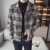 Men's Trendy Plaid Wool Jacket - Slim, Thick, Short Coat for Autumn and Winter