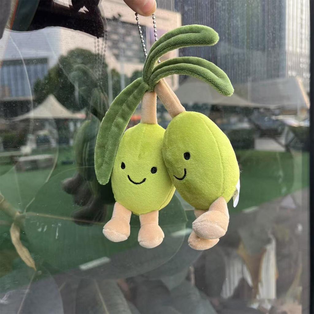 Cute Green Olive Plush Doll Fruit Doll Bag Keychain Pendant