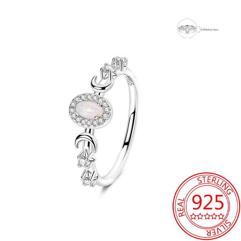 925 Silver Beautiful Stars and Moon Shining Sun Geometry Infinite Combination Ring Boutique Matching Gifts
