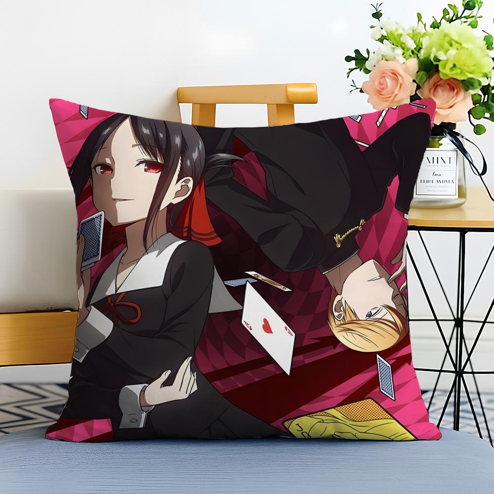 KKaguya sama Love is War Cushion Cover Washable Linen Pillowcase Soft for Sofa Bed Cozy Home Room Decor