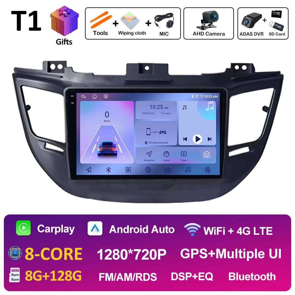 9-дюймовый Android 14 для Hyundai Tucson IX35 3 2015 2016 2017 2018 автомобильный видео радио мультимедийный плеер QLED IPS экран головное устройство WIFI