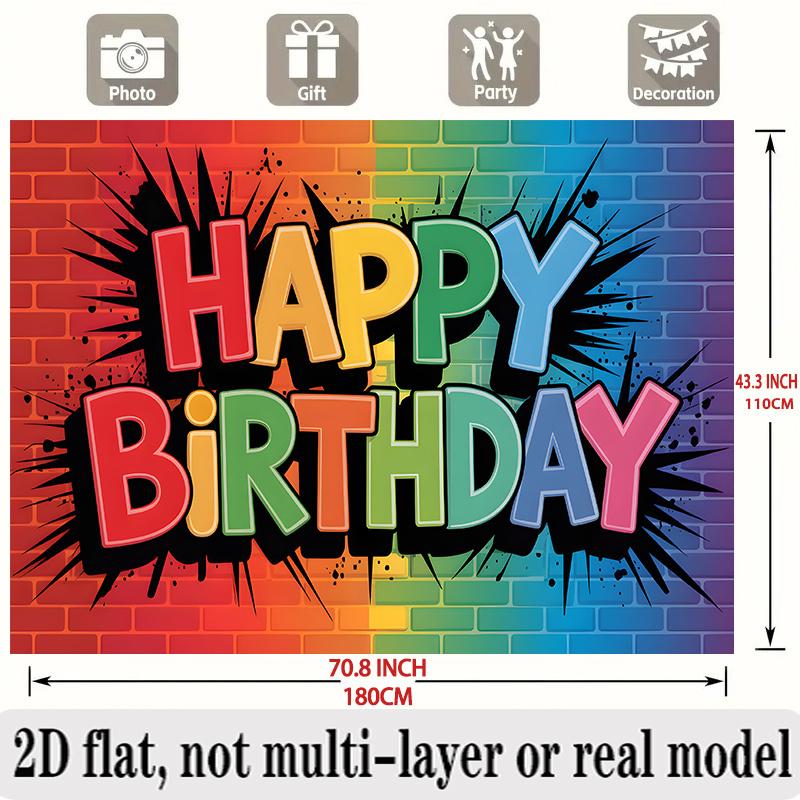 Cheerful Birthday Banner, Photo Backdrop Wall Decor for Party