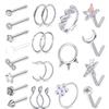 23 Pieces Of Stainless Steel European And American Fashion Nasal Nasal Nasal Rot Earri Nose Rings