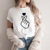 Korean Finger Heart T Shirt Korean Love Shirt Cute Korean Heart Shirts K Pop T-Shirt Saranghae Tee Women Graphic Tees