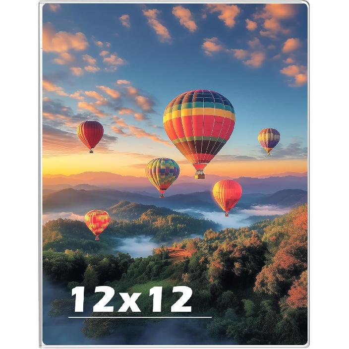 8.5 x 11 Acrylic Picture Frame, Horizontal/Vertical Clear Photo Frame for Wall with Tape, No Drilling Floating Hanging Frameless Picture Frame, Wall