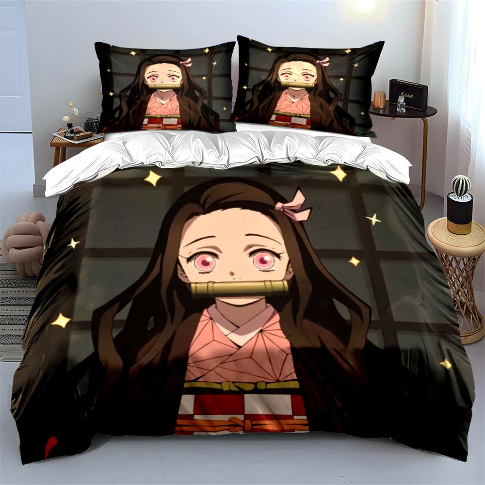 Anime Girl Design Bedding Set Bedding set (1 duvet cover, 2 pillowcases, duvet not included)