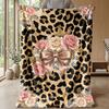 Leopard Roses Heart Theme blanket Lightweight Warm Flannel Blanket Decorative Throw Blanket for Home Decoration