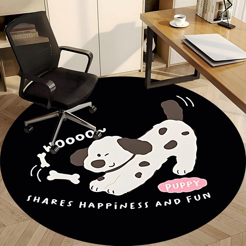 1pc Puppy Bone Cute Happy Office Round Area Rug, Mat Suitable ForOffice, Under Office Chairs Bedroom Living Room Home Decor, Room Deco