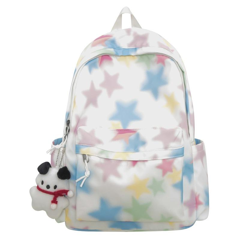Painted Star Backpack Women's New Trendy Junior High School High School Student Schoolbag Large Capacity Nylon Casual Backpack