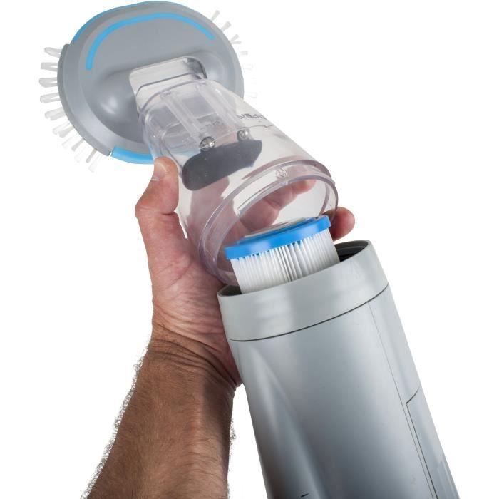 GRE - Nettoyeur de fond à batterie pour spas et piscines hors-sol - Équipé d'un filtre à cartouche