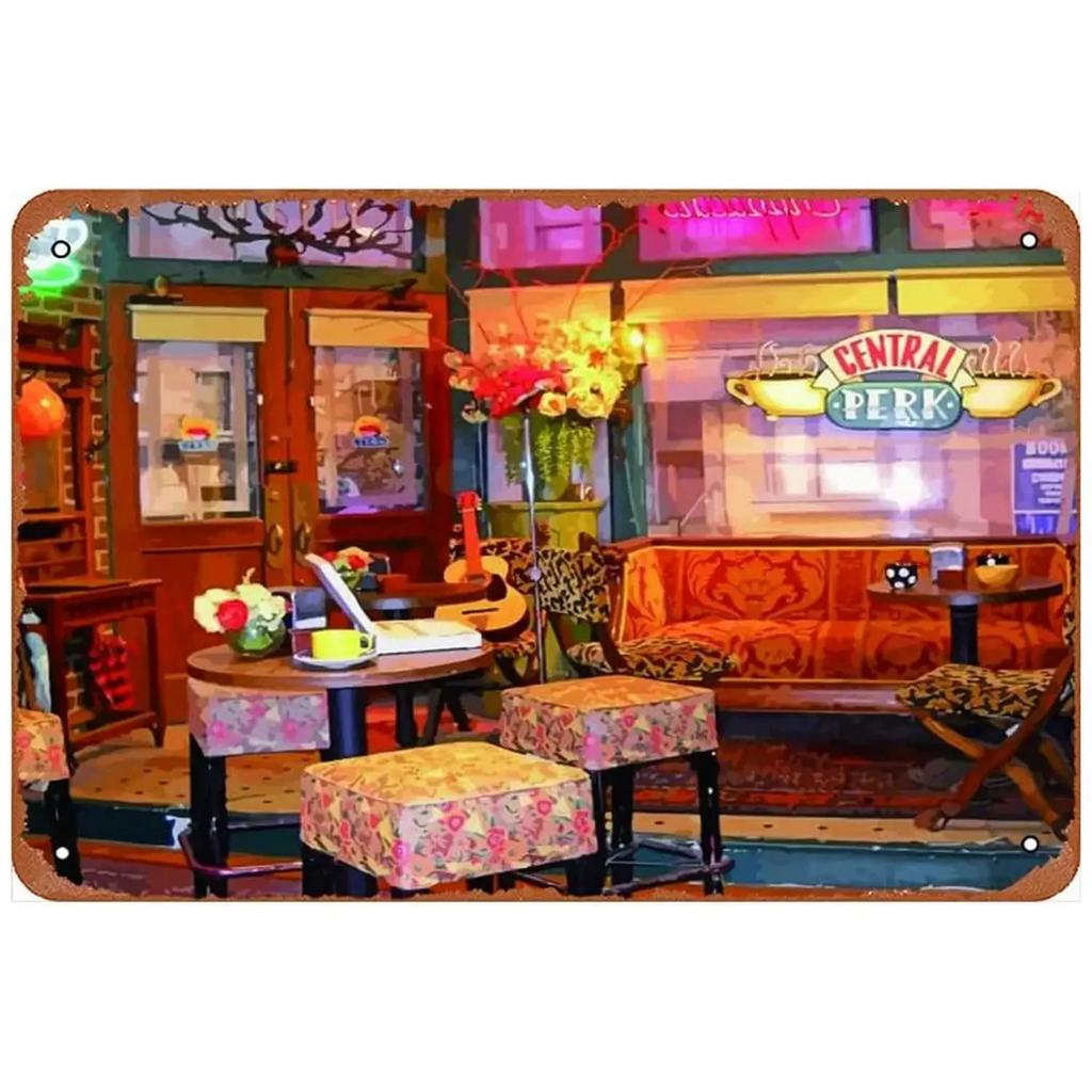 Винтажная металлическая жестяная табличка Friends Central Perk Ретро настенный плакат для игровой комнаты, кафе, гаража, клуба, бара и пабов декор