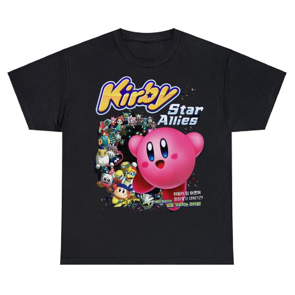 Футболка Kirby Star Allies, повседневная, забавная, японская, аниме, хлопковая, с коротким рукавом, в стиле Харадзюку, уличная, винтажная, повседневная, унисекс, топы