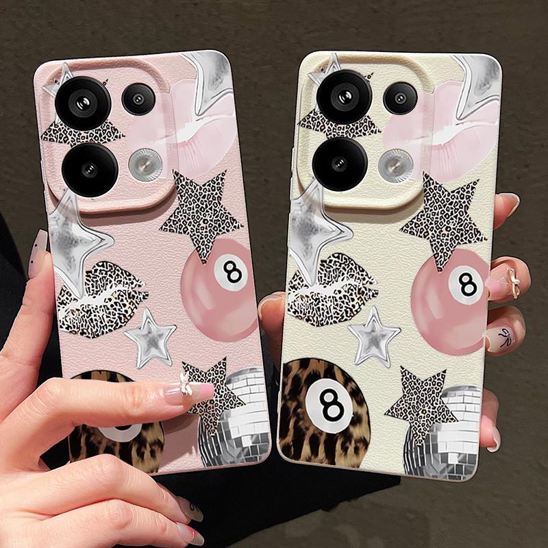 Винтажный чехол для бильярда с принтом леопарда и звезд для Xiaomi Redmi Note 14 13 Pro 5G 4G 12 11 Funda Xiaomi 14T 13T 11T Pro Силиконовый чехол с текстурой кожи