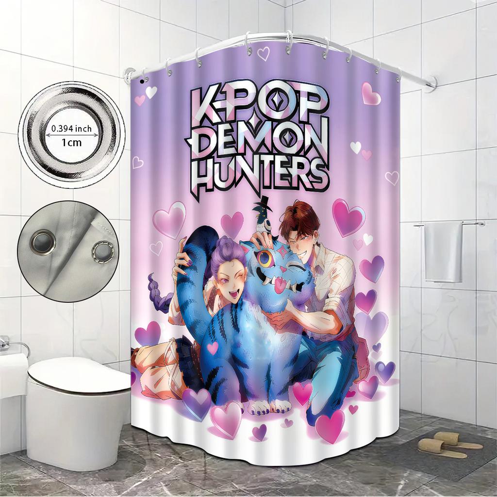 1 шт. K-pop Принт Охотники на демонов Водонепроницаемая шторка для душа Несколько размеров Приватная подвесная шторка и 12 крючков Легкая установка