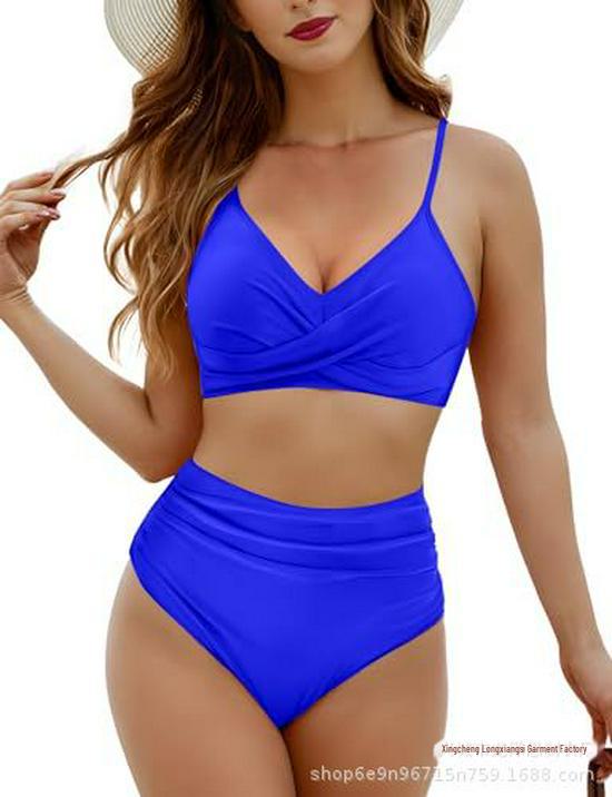2024 Новый женский европейский и американский купальник-бикини из двух частей с перекрестными бретелями