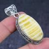 Natural Yellow Septarian Handmade 925 Sterling Silver Pendant 2.25" W3I41
