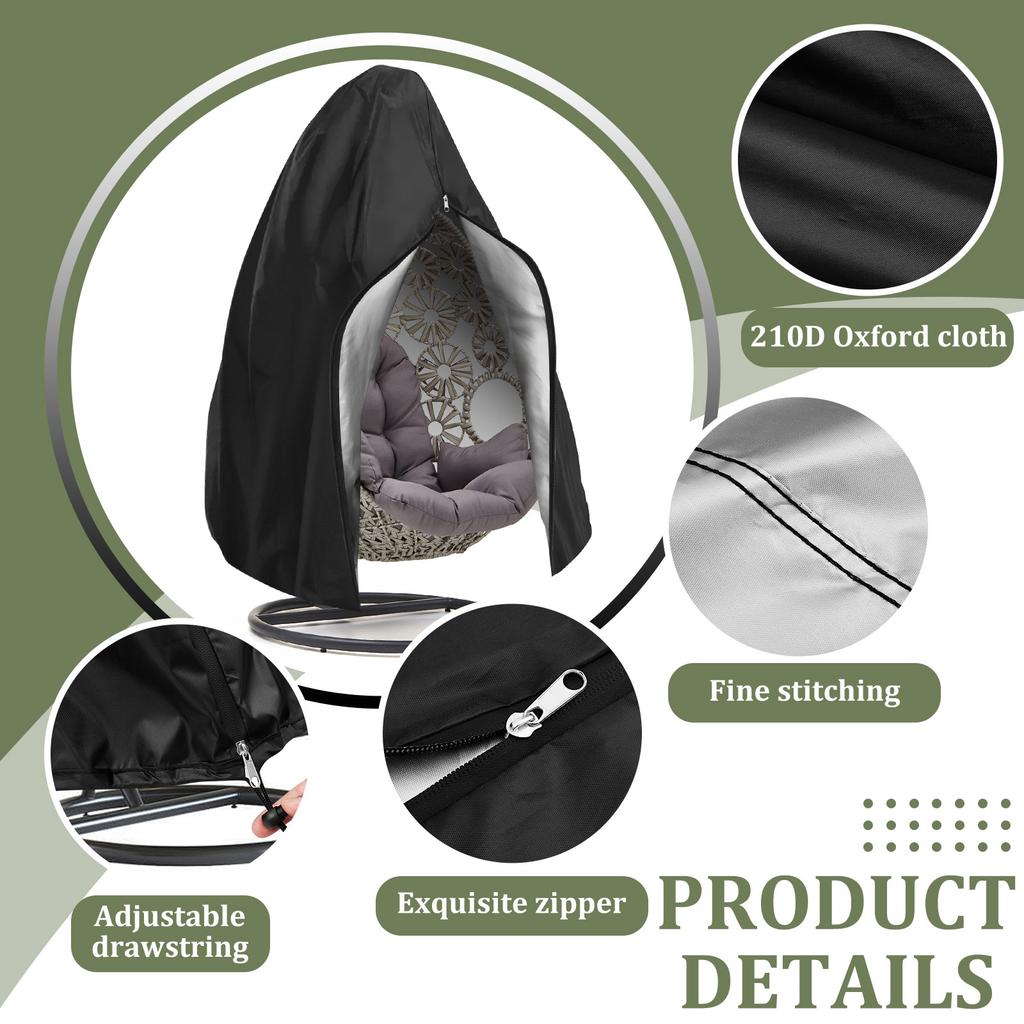 Подвесное кресло-яйцо Чехол Патио Водонепроницаемый Защитник кресла-качалки Уличный Устойчивый к УФ-лучам Ветрозащитный Для Чехла для плетеной корзины-яйца