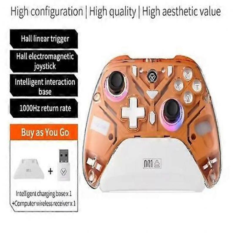 K10 Gaming Controller With Charging Dock RGB Wireless Gamepad Hall Effect Joystick Trigger For Nintend Switch/PC/Phone(Golden)