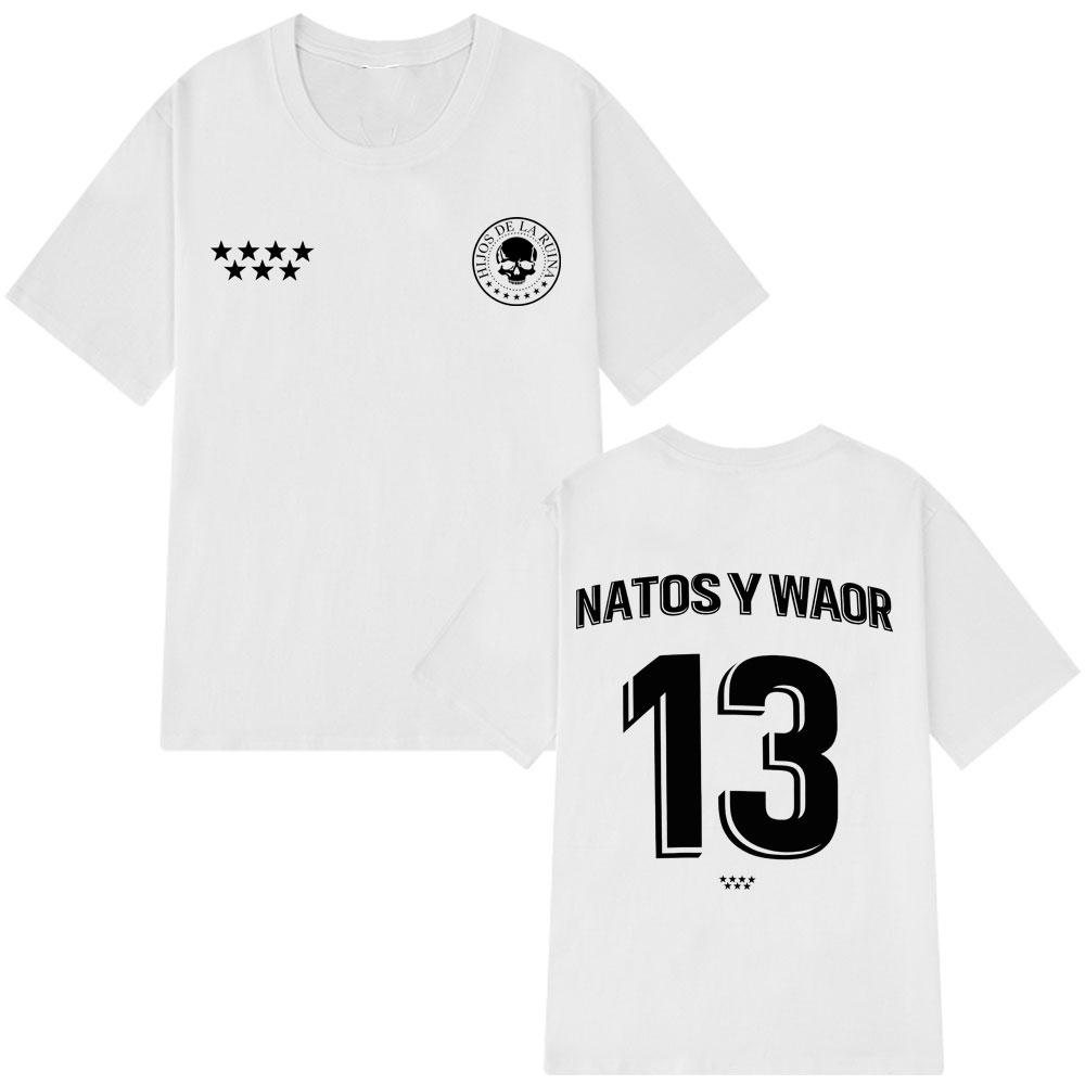 NATOS WAOR 13 Rap T-shirt, Fashionable Retro Hip-hop T-shirt, Men's and Women's Summer Printed 100% Pure Cotton T-shirt