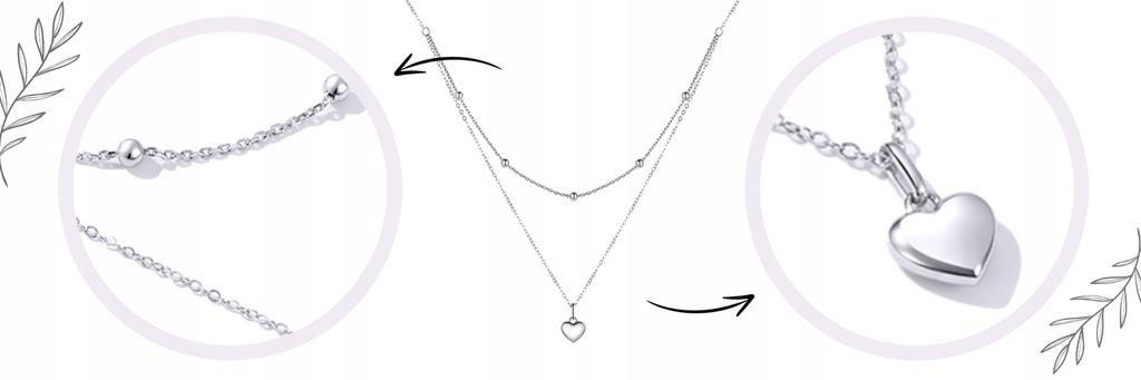 Chain Pr 925 Heart Balls Double Pendant Balls S925