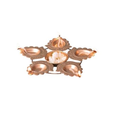 Подсвечник-дия, Star-Shaped Diya Plate with 6 Attached Lamps, Nestroots