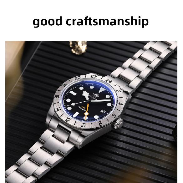 ADDIESDIVE Горячая Распродажа GMT Кварцевые Часы Нержавеющая Сталь Пузырчатое Стекло BGW9 Супер Люминесцентные Мужские Часы AD2035 НОВЫЕ Водонепроницаемые