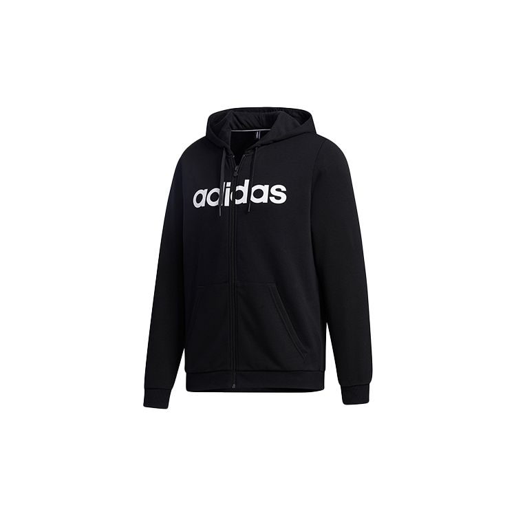 Adidas Повседневная спортивная куртка с капюшоном на молнии с нео-алфавитным принтом, мужская верхняя одежда, черный GJ8927