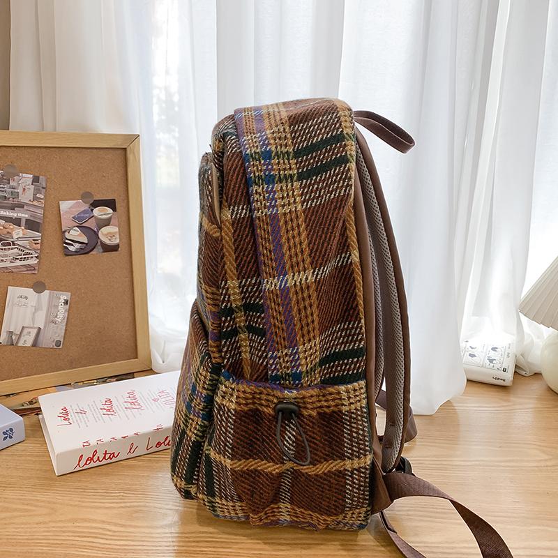 Винтажный клетчатый школьный рюкзак для женщин