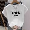 Любовь к печати чистый хлопок плечо футболка с коротким рукавом женская лето чувство дизайна ниша свободный летучие рукава белый топ прилив