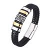 New Black Braid Leather Bracelets Mens Punk Boys Unique Zinc Alloy Metal Weave Knit Bracelet Gifts