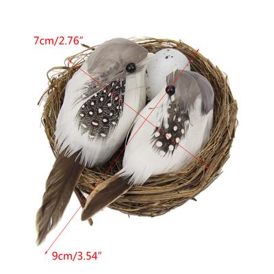 Искусственные птицы, птичьи гнезда и набор птичьих яиц, миниатюрные реалистичные украшения для украшения газона для дома и сада