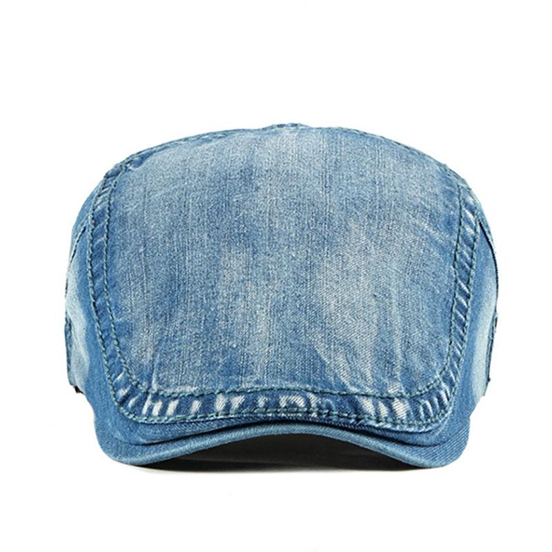 Denim washed cap women's light plate simple beret thin breathable street fashion forward hat men