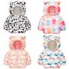 Boys Girls Fall/Winter Hooded Zipper Closure Windproof Jacket Children Cartoon Print Warm Light Coat