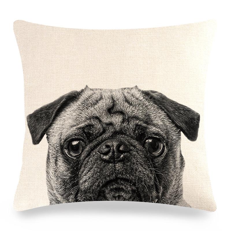 Cute Pet Pug Dog Digital Printing Short Plush Pillow Covers Decorative For Car Sofa Office Cushion Cover Home Goods 60X60Cm