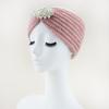 Вязаная повязка на голову Мягкая эластичная широкая повязка для волос с отделкой из искусственного жемчуга Однотонный хедрэп Зимний аксессуар для волос