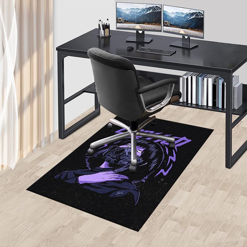 1pc CROSSED MASK Home Office, Durable Polyester Floor Mat with Easy, Office Decor, Urban Style, Nonslip Backing