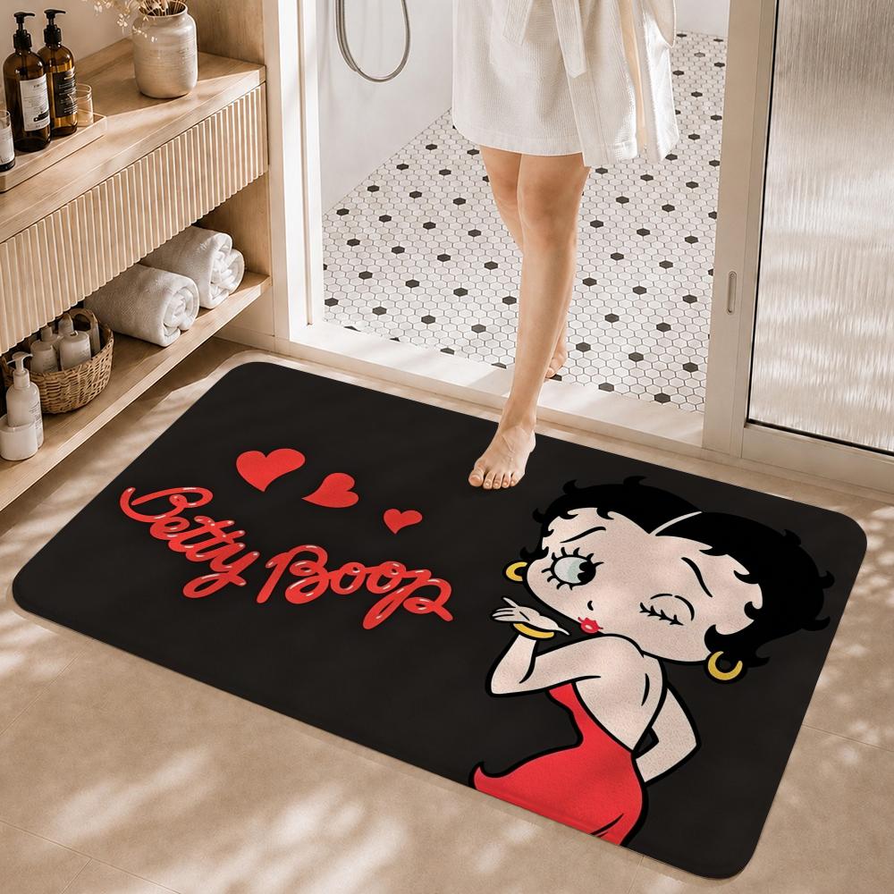 Vintage Cartoon B-Betty Boop Floor Mat Non-Slip Absorbent Floor Mat Decorative Rug for Home Bathroom Bedroom Entryway
