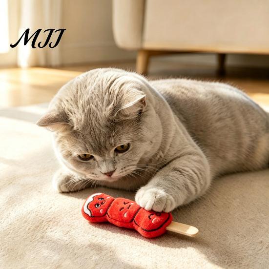 Мягкие игрушки-жевалки для котят Плюшевая игрушка для кошек, дизайн в виде палочки из боярышника в сахаре, снятие стресса при прорезывании зубов у котят Товары для домашних животных Мягкая игрушка для дома