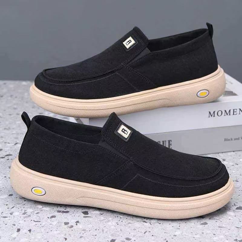 Summer Breathable Thick Sole Slip On Men S Casual Canvas Shoes