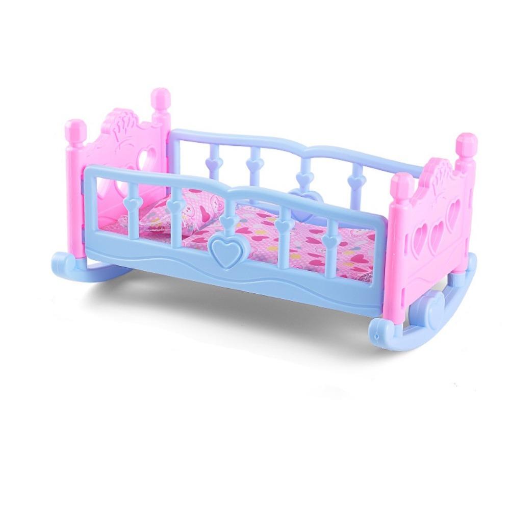 Furniture Toys Baby Doll Rocking Bed Infant Carriage Doll Rocking Crib Baby Bed Cradle Kids Toy