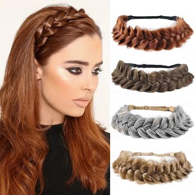 Регулируемая повязка на голову NICESY Braid, повязка на голову Fishbone Braid, синтетические аксессуары для волос, элегантные для ежедневного использования, аксессуары для волос, обруч для волос