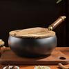 Nonstick Wok Frying Pan Wooden Handle Induction Cooker Boiling No Coating Gas Chinese Wok Flat Bottom for Kitchen Camping