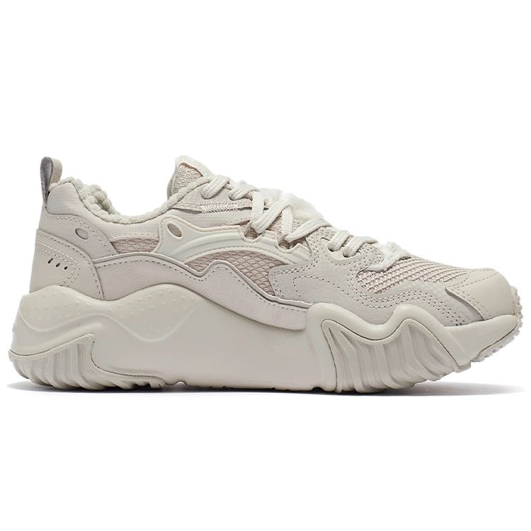 Кроссовки для бега Li Ning Cat Paw Lite с флисовой подкладкой, нескользящие, износостойкие, теплые, с низким верхом, женские, овсяно-серые AGCR230-2