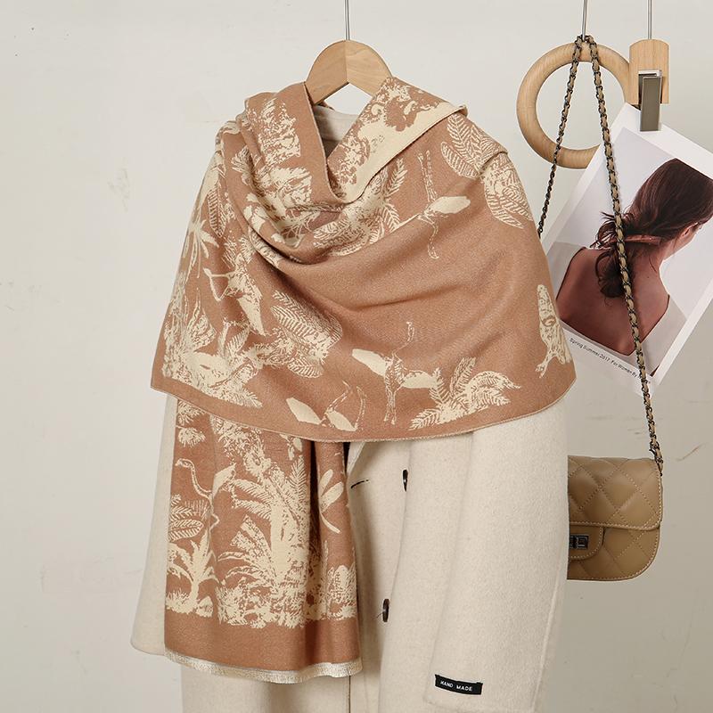 Winter Warm Cashmere Scarf for Women Embroidery Pashmina Blanket Thick Shawl Wrap Neckerchief Fashion Bufanda Echarpe Poncho