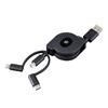 SEIWA AL361 Retractable USB Micro USB To Lightning and Data Compatible 3-Way Cable, Type-C, Approx. 0.8m,