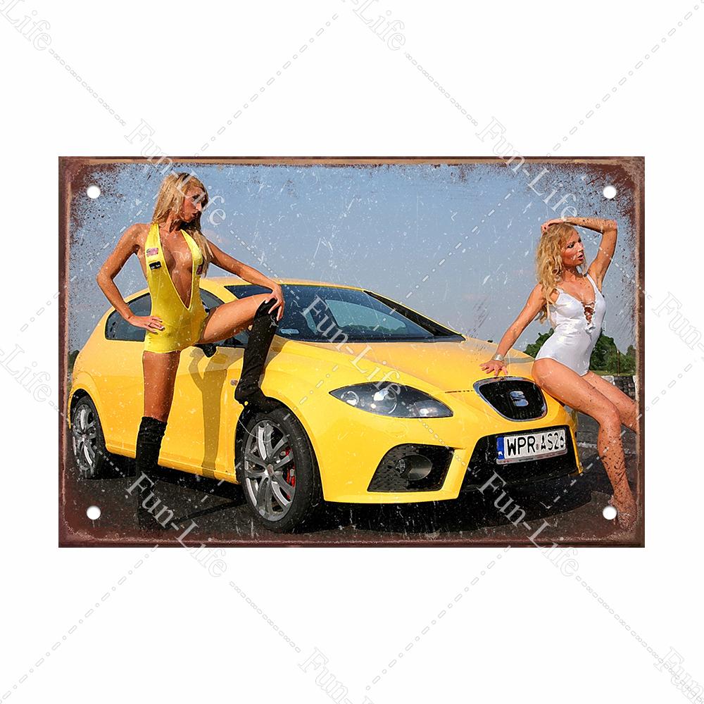 Красота девушки винтажный металлический плакат Ретро жесть Компактная автомобильная жестяная вывеска доска для домашнего паба, бара, кафе, гаража, декор стен 20x30 см