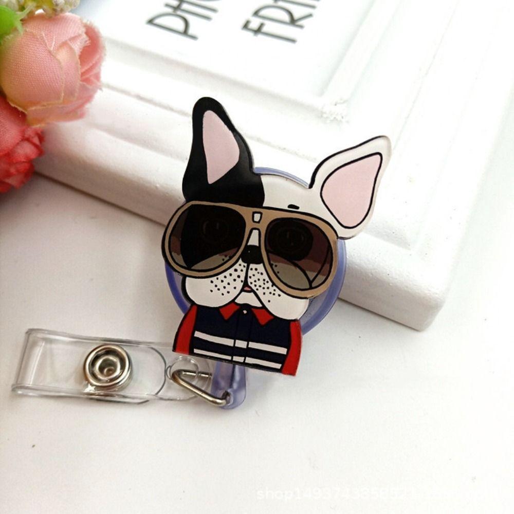 Cat Puppy Dog Badge Holder Cartoon Animals Easy Pull Buckle Nurse Badge Reel Doctor Students