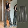 Dopamine Sports Pants for Women In Summer High Waisted Loose Textured Casual Pants Ankle Tied Wide Leg Straight Leg Pants Trousers Women’s