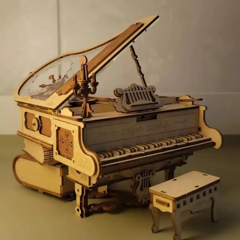 New Robotime Magic Piano 3d Puzzles For Children'smechanical Puzzles Musical Instrumentwooden Music Box Puzzle Kit Toy Gifts